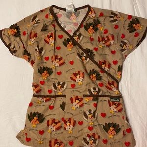 Thanksgiving Turkeys Scrub Top